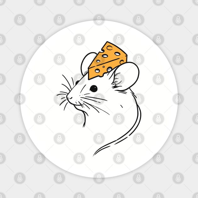 mouse with cheese hat Magnet by Yopi